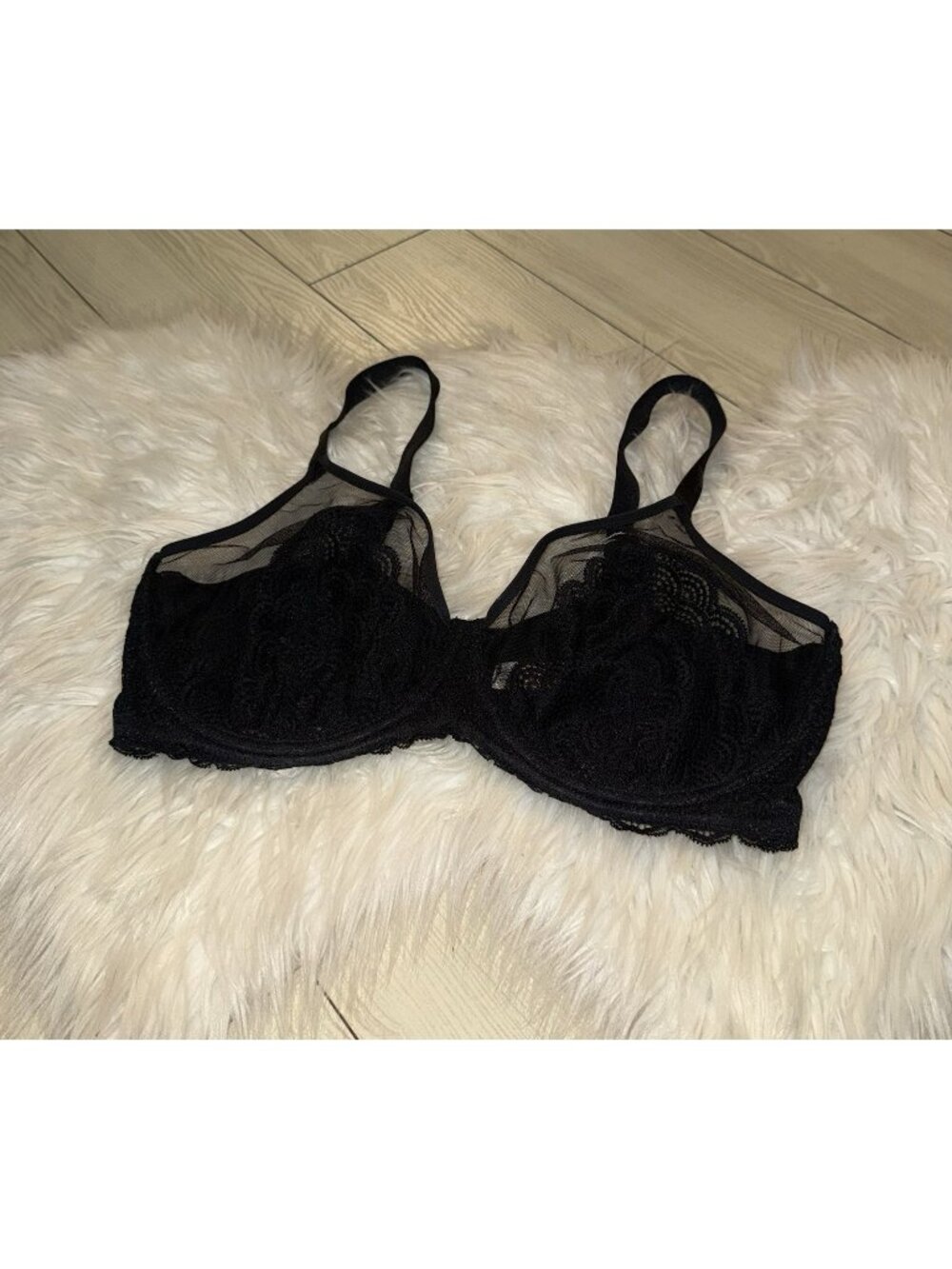 HSIA Lace Minimizer Bra Unlined Unpadded Underwire Womens 36DDD Black New